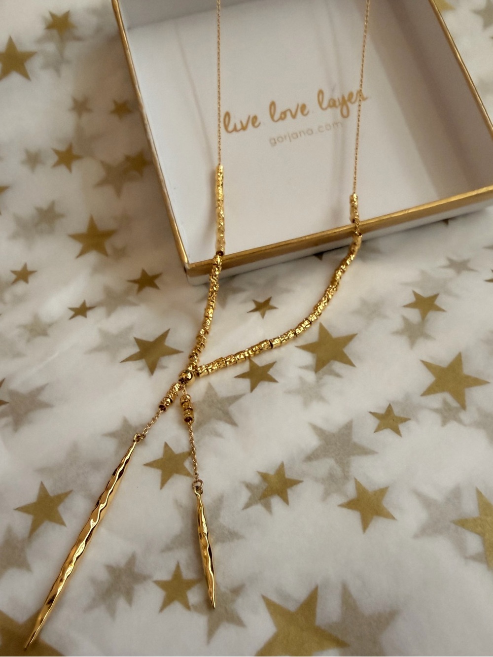 Gorjana Textured Gold Y-Drop Necklace